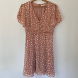 Madewell Ruched-waist Mini Dress in Peach Star Shower Print